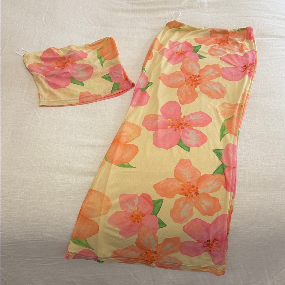 Princess Polly Floral Yellow and Pink Dress Set